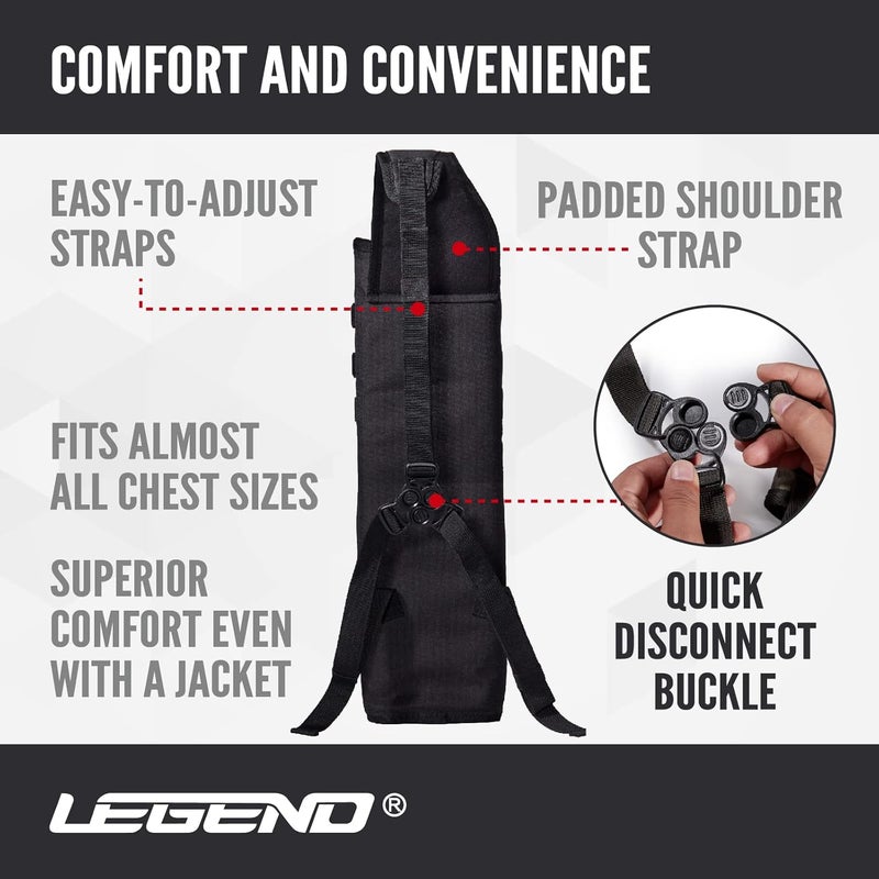 Legend Back Quiver - Tactical Arrow Holder, High-Density Polyester Fabric, Extra Shoulder Foam Padding - MOLLE System for Patches, Pouches - Zippered Storage for Archery & Hunting Accessories - Image 3